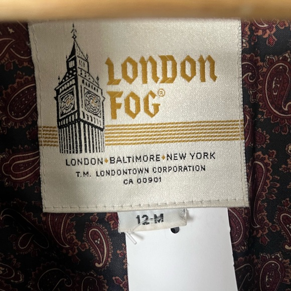 Vintage London Fog 100% Pure Virgin Wool Long Overcoat Charcoal |Paisley Size 12 - Picture 3 of 7